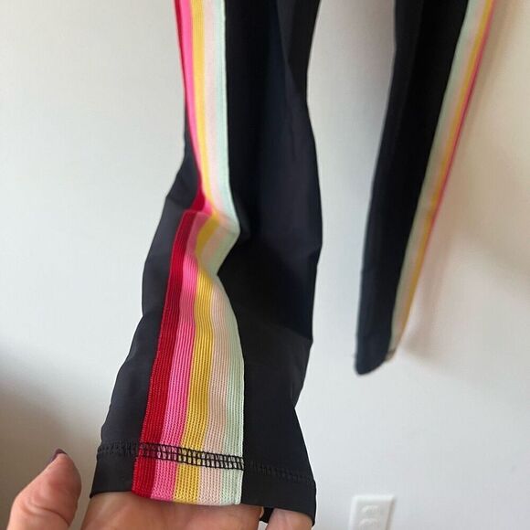 Spiritual Gangster Women's Black Rainbow Side Stripe High Rise Leggings Size XS - Picture 2 of 10